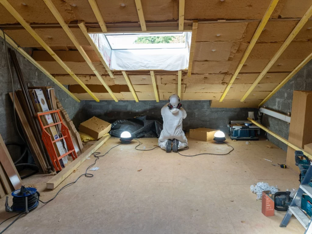 Isolation des rampants de toiture avant l'aménagement de combles et la pose d'une fenêtre de toit VELUX